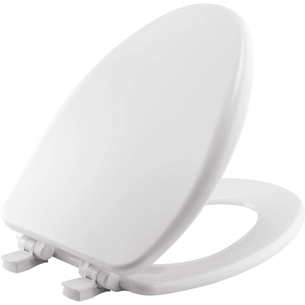 Alesio II Elongated Enameled Wood Toilet Seat in White