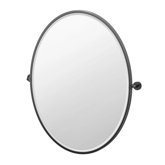 Latitude2 25x33" Pivoting Framed Large Oval Mirror in Black