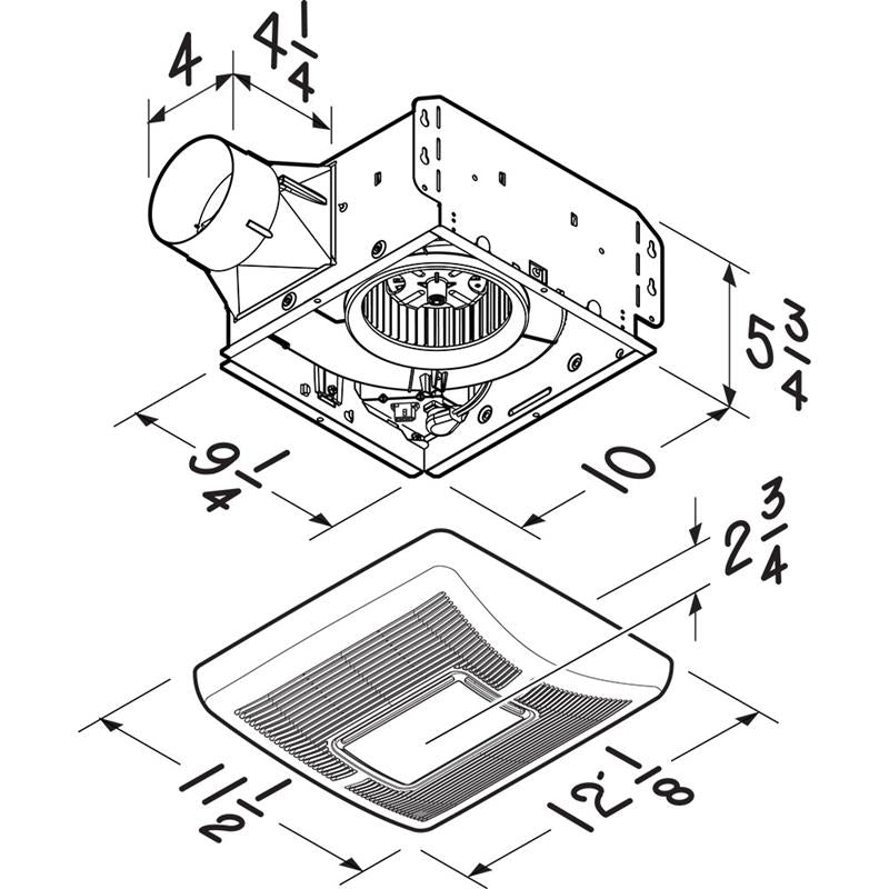 Flex Series Bathroom Exhaust Fan w/Light 70 CFM 2.0 Sones White