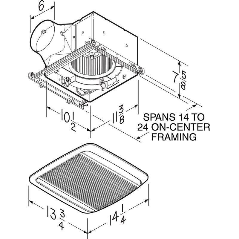 Ultra Green Series Bathroom Exhaust Fan w/Light Multi-Speed 110 CFM 0.3 Sones White