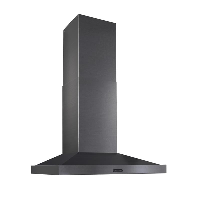 Range Hood Chimney 30" Convertible Wall-Mount 500 CFM Black Stainless Steel