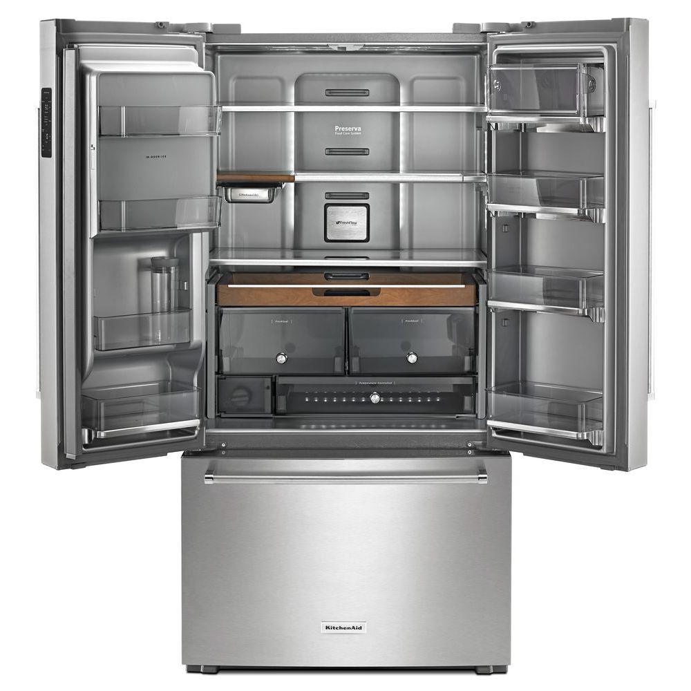 KitchenAid 23.8 cu ft 36" French Door Refrigerator in PrintShield Stainless