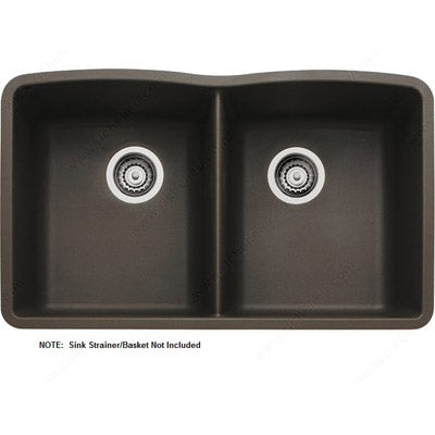 Diamond 32x19-1/4x-1/2" Equal Dbl Bowl Sink in Café Brown