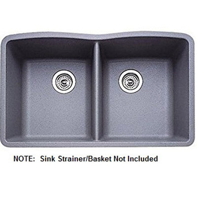 Diamond 32x19-1/4x-1/2" Equal Dbl Bowl Sink in Metallic Gray