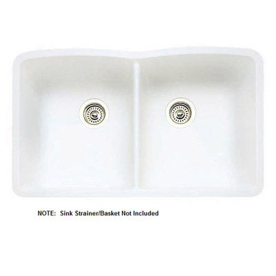 Diamond 32x19-1/4x-1/2" Equal Dbl Bowl Sink in White