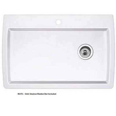 Diamond 33-1/2x22x9-1/2" Single Sink in White w/3 Hole