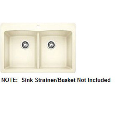 Diamond 33x22x9-1/2" Equal Dbl Sink in Biscuit w/5 Holes