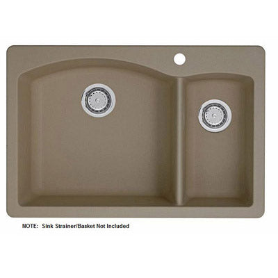 Diamond 33x22x9-1/2" 1-1/2 Dbl Bowl Sink in Truffle 1 Hole
