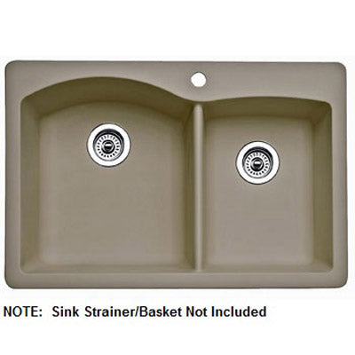 Diamond 33x22x9-1/2" 1-3/4 Double Sink in Truffle 1 Hole