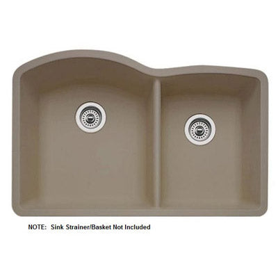 Diamond 32x20-27/32x9-1/2" 1-3/4 Dbl Bowl Sink in Truffle
