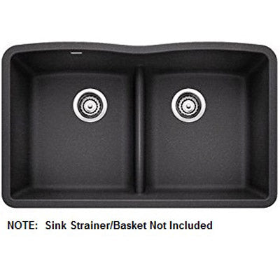 Diamond 32x19-1/4x9-1/2" Eq Dbl Low Divide Sink Anthracite