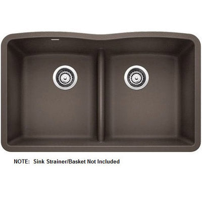 Diamond 32x19-1/4x9-1/2" Eq Dbl Low Divide Sink Café Brown