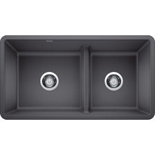 Precis 33x18x9-1/2" 1-3/4 Low Divide 2-Bowl Sink in Cinder