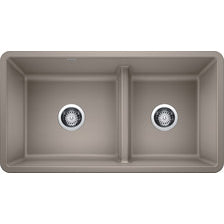 Precis 33x18x9-1/2" 1-3/4 Low Divide 2-Bowl Sink in Truffle