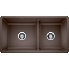 Precis 33x18x9-1/2" 1-3/4 Low Divide 2-Bowl Sink in Brown