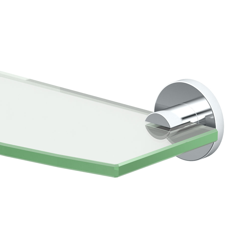 Channel 20" Glass Shelf in Satin Nickel