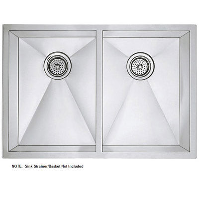 Precision 29x18x10" Stainless Steel Medium Double Bowl Sink