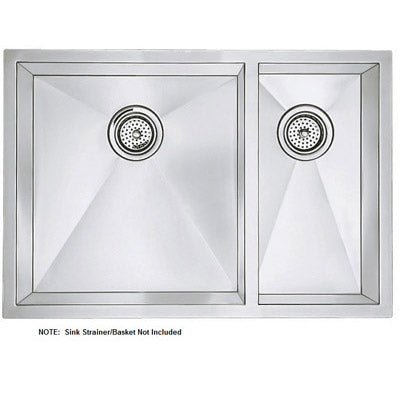Precision 33x18x10" Stainless Steel 1-1/2 Double Bowl Sink