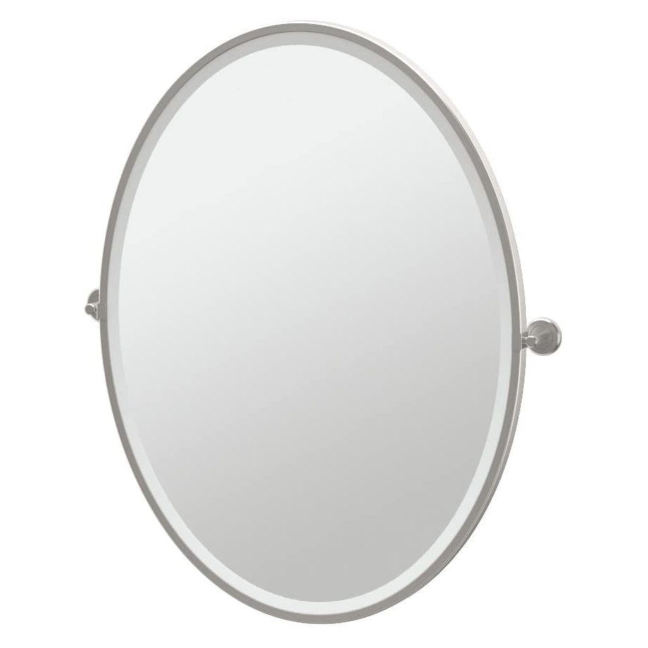 Latitude2 25x33" Pivoting Framed Large Oval Mirror in Nickel