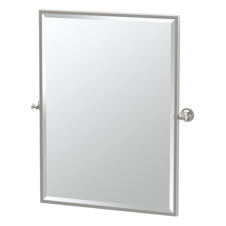 Tavern 24-1/2x32-1/2" Framed Rectangle Mirror, Satin Nickel