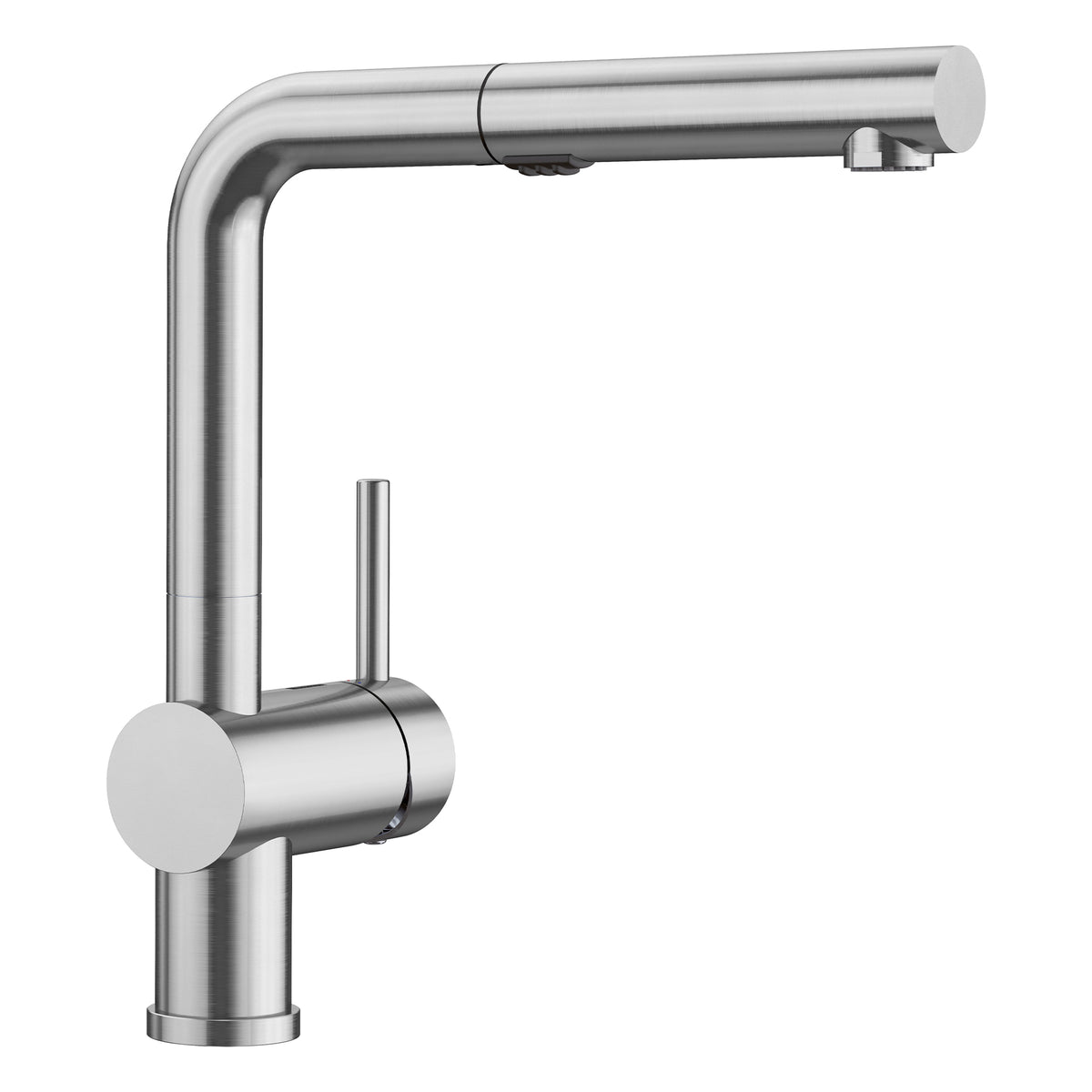 Linus Single Hole Pull Out Kitchen Faucet in PVD Steel