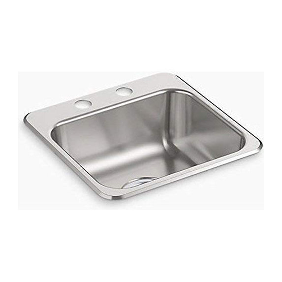 Entertainment 15x15x5-1/2" SS Single Bowl Bar Sink w/2 Holes