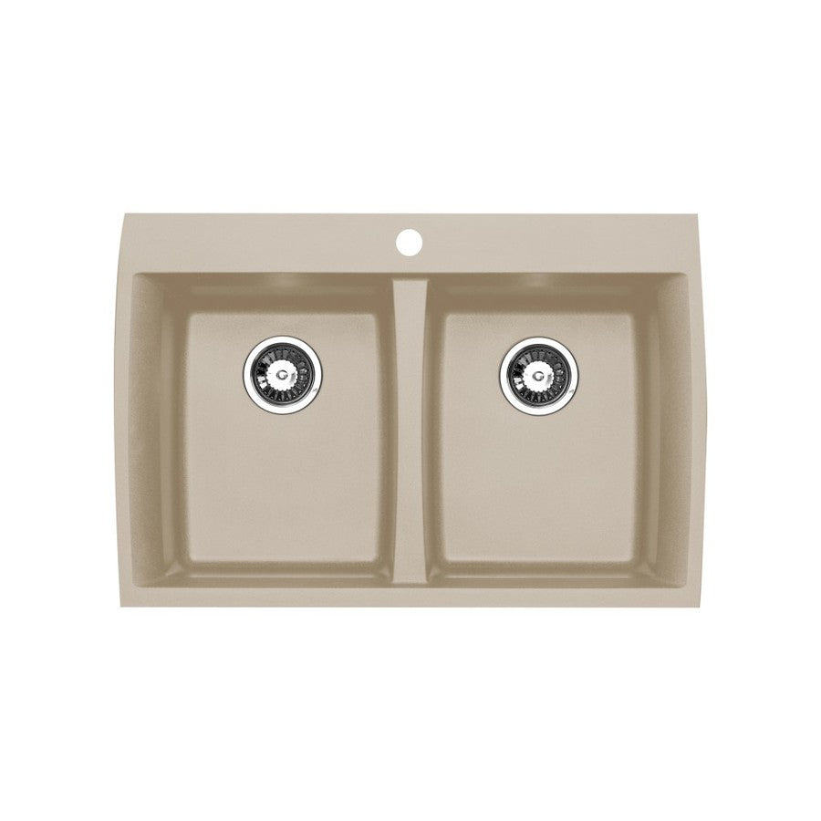 Galaxy 33x22x7-63/64" Double Bowl Kitchen Sink Beige 1 Hole