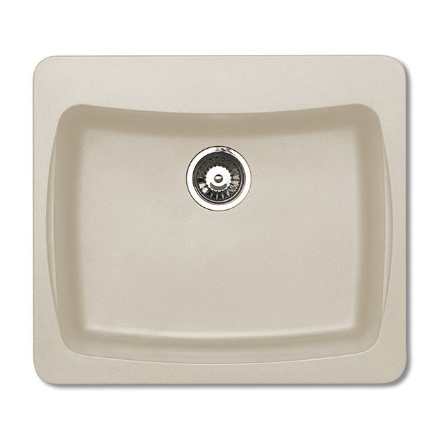 Alpha 25x22x8" 1-Bowl Dual Mount Kitchen Sink, Sahara Stone