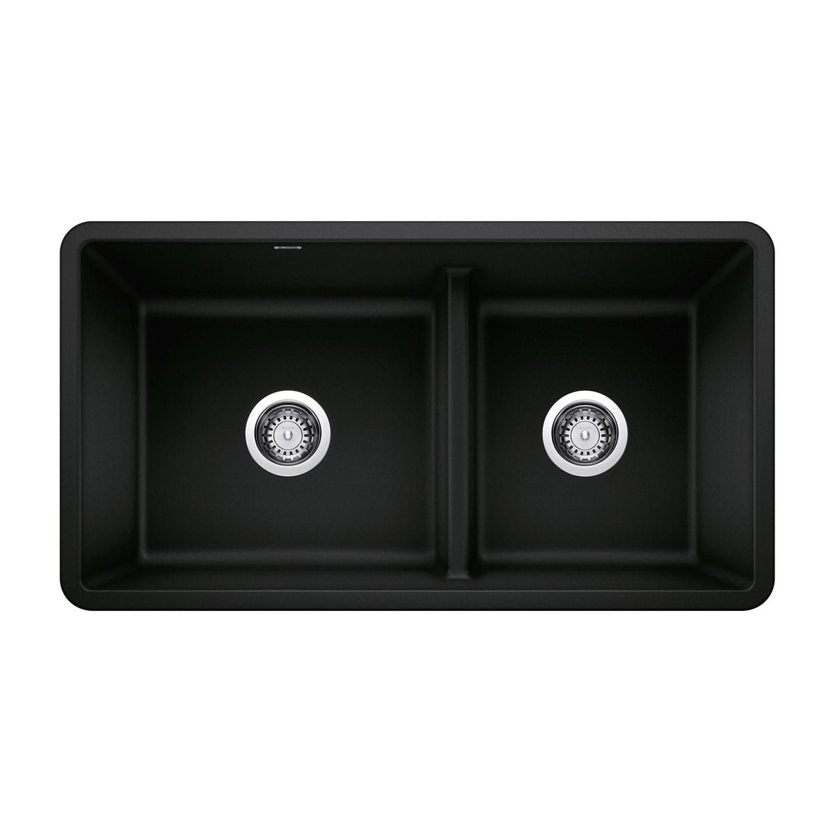 Precis 33x18x9-1/2" 1-3/4 Low Divide Dbl Bowl Sink in Black