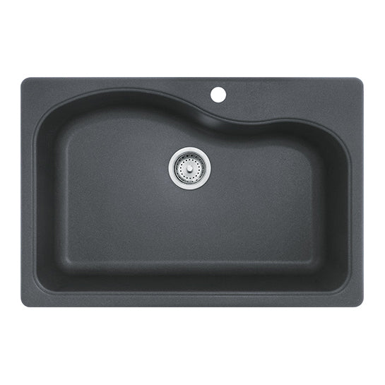 Gravity 33x22x9" Granite Single Bowl Sink Graphite w/1 Hole