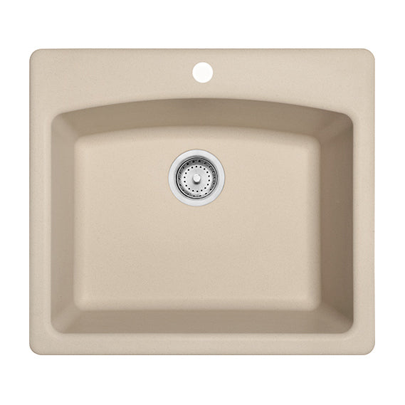 Ellipse 25x22x9" Granite Single Bowl Kitchen Sink Champagne