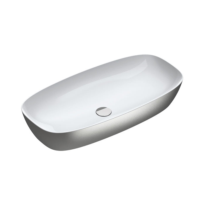 Silver & Gold 80x40 Single Bowl Washbasin in Silver/White