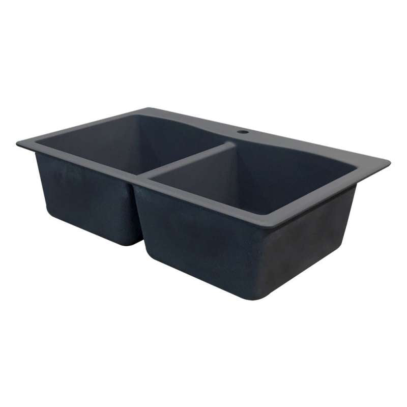 Aversa 33x22x9-1/2" Equal Double Bowl Sink in Grey 4 HL