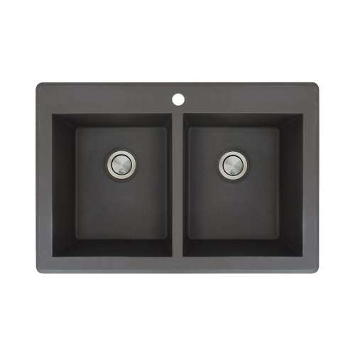 Radius 33x22x9-1/2" Equal Double Bowl Sink in Black 1HL