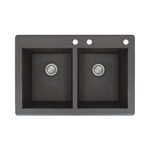 Radius 33x22x9-1/2" Equal Double Bowl Sink in Black 3HL