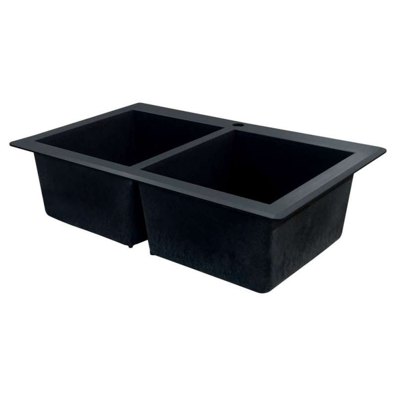 Radius 33x22x9-1/2" Equal Double Bowl Sink in Black 3HL