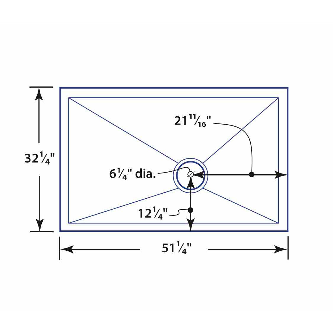 TrueDEK Classic 51-1/4x32-1/4x7/8" Shower Base in Blue
