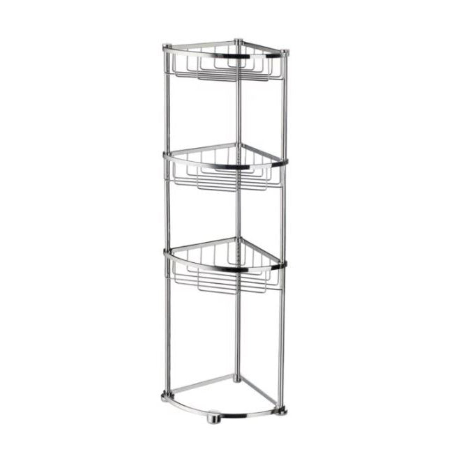 Sideline 7" Free Standing 3-Tier Corner Soap Basket in Chrome
