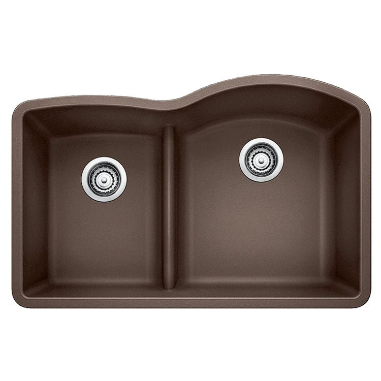 Diamond 32x20-7/8x9-1/2" 1-3/4 Dbl Bowl Sink in Café Brown
