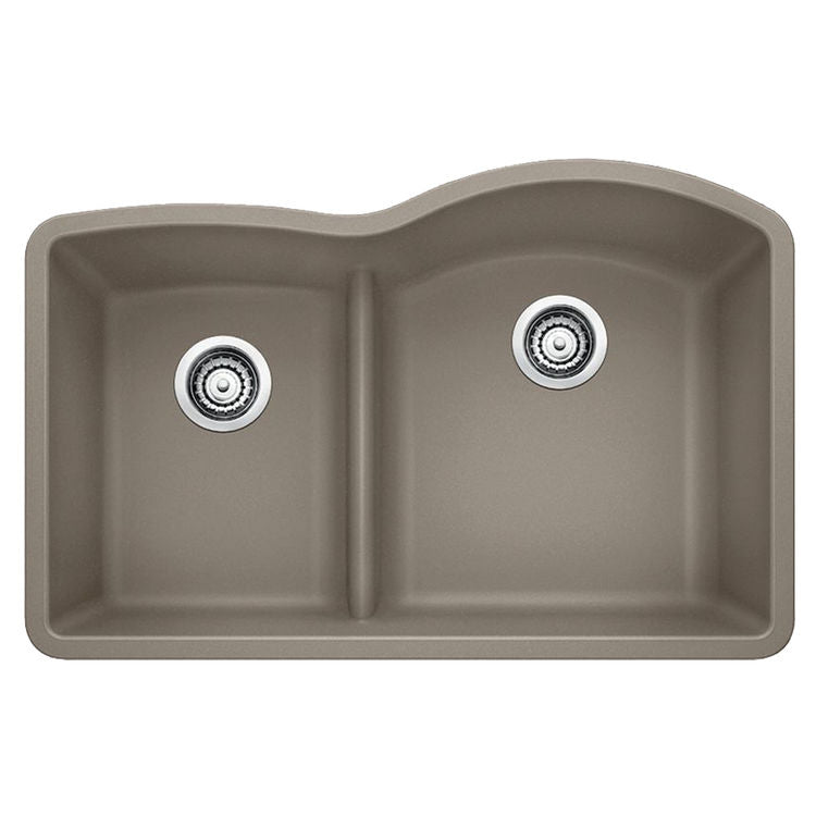 Diamond 32x20-7/8x9-1/2" 1-3/4 Dbl Bowl Sink in Truffle
