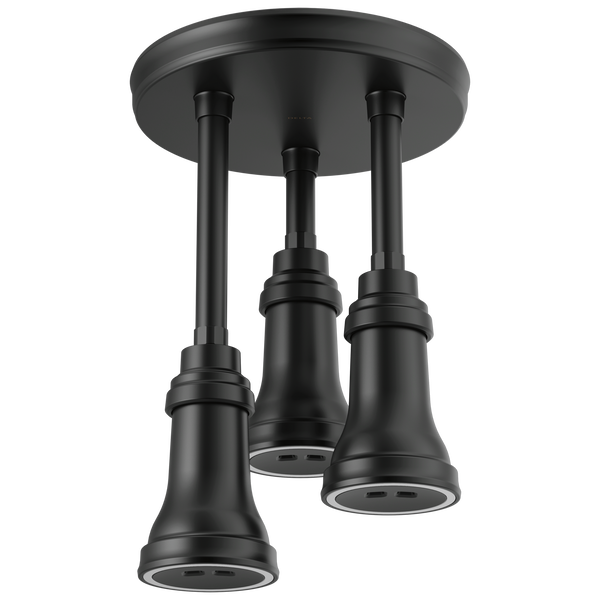 Single-Function LED Lit Pendant Showerhead In Matte Black