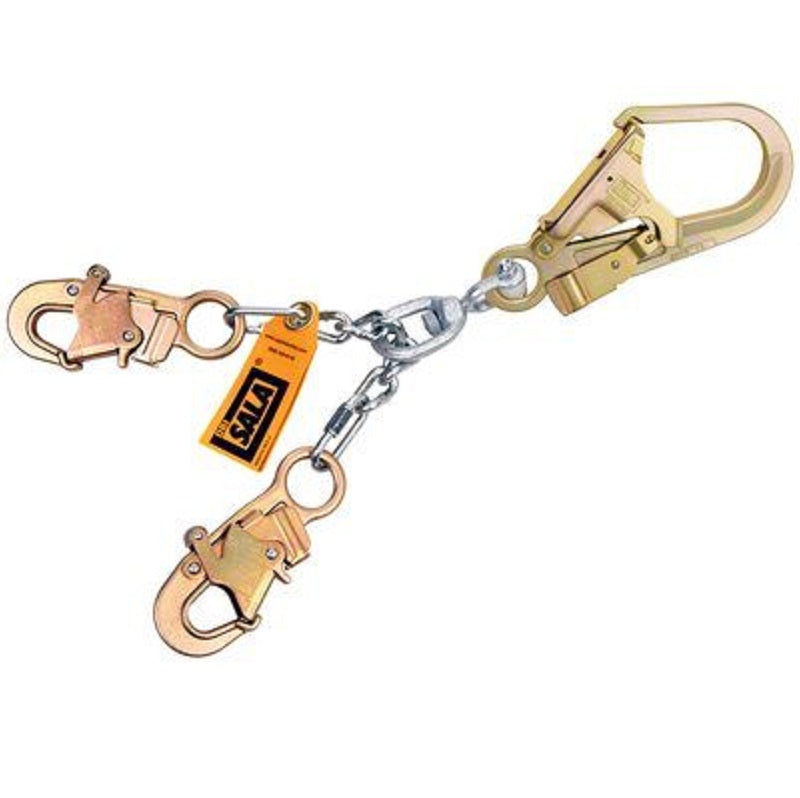 DBI Sala Chain Rebar/Positioning Lanyard 20.5" Chain Rebar Assembly with Swiveling Steel Rebar Hook at Center & Snap Hooks at Leg Ends