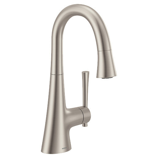 Kurv 1-Handle High Arc Pulldown Bar Faucet in Spot Resist Stainless