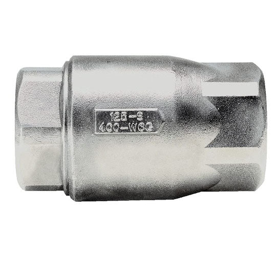 Check Valve 1-1/4" 316 Stainless Steel In-Line Ball Threaded Cone Type Max Pressure 400 PSIG CWP non-shock,125 PSIG SWP