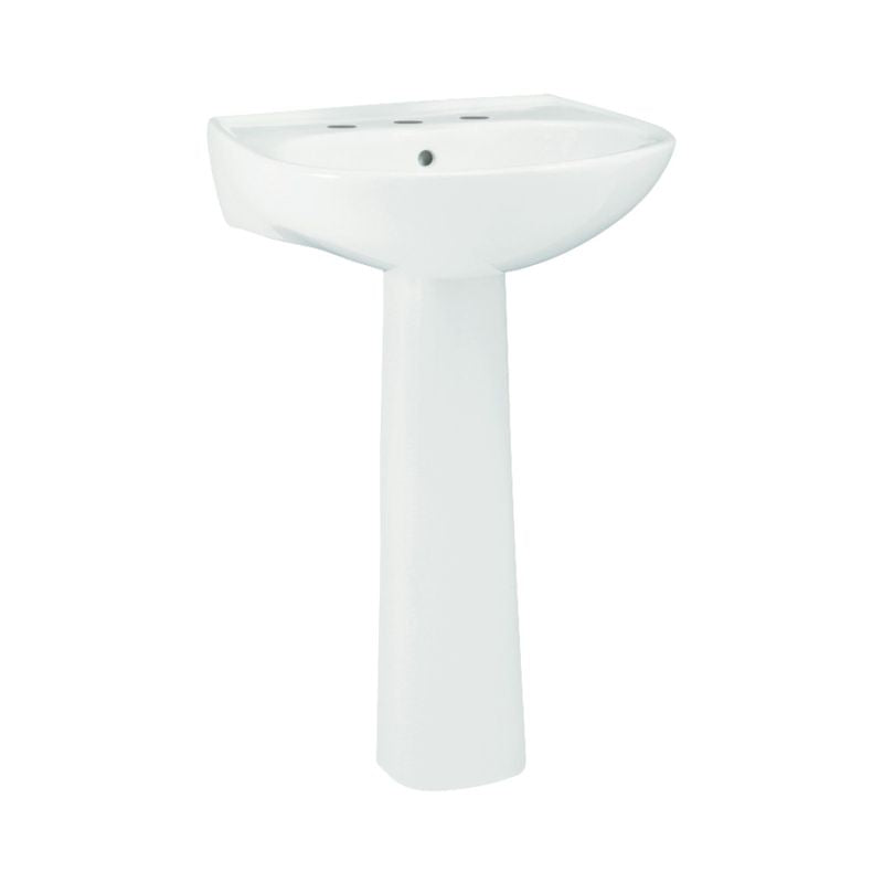 Sacramento Pedestal Sink & Base in White w/8" Faucet Centers
