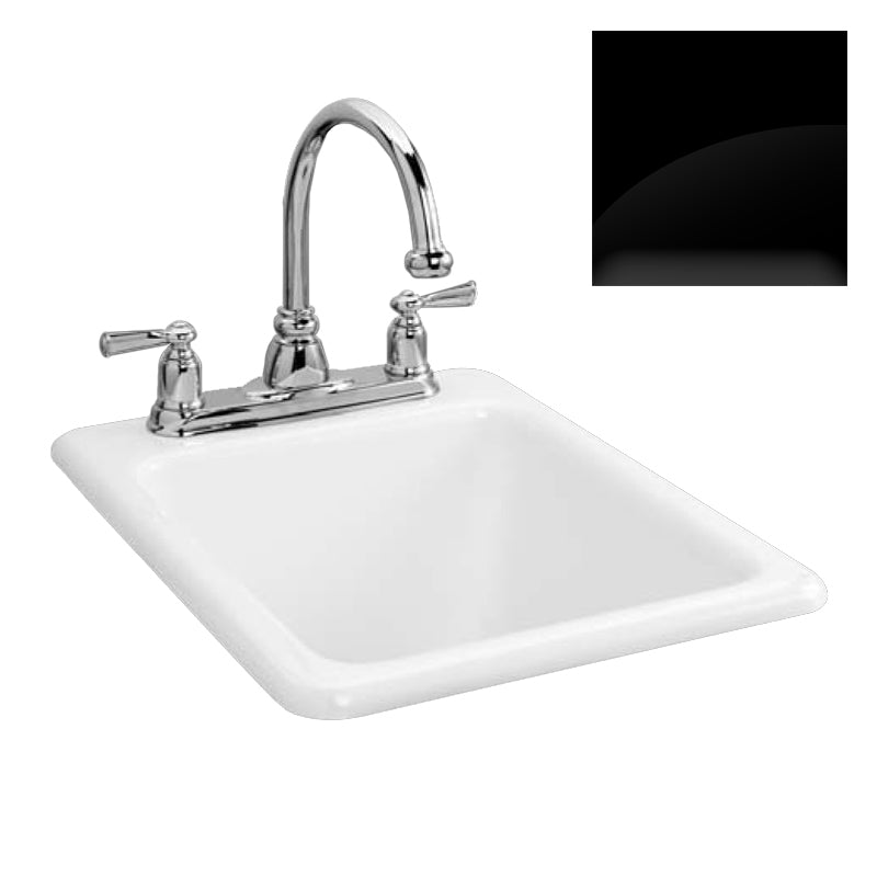 16x20x10" Cast Iron Drop-In Island Sink in Black w/4 Holes