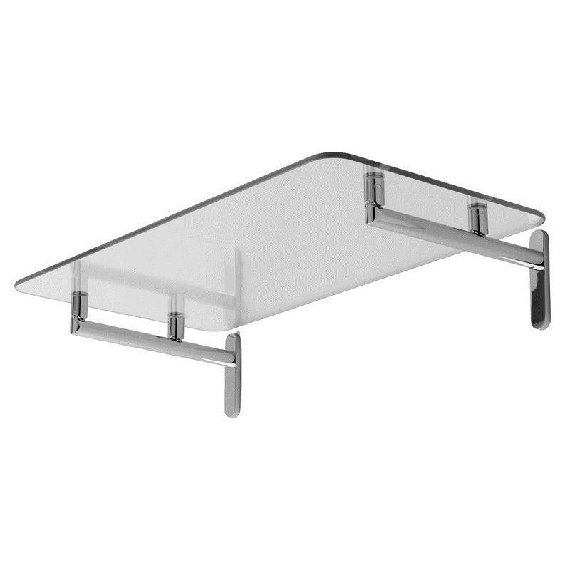 Sine 24" Tempered Glass Hotel Shelf in Polished Chrome