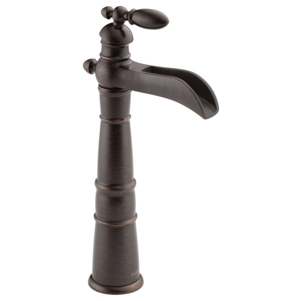 Victorian Deck Mount Single Hole Vessel Lav Faucet in Bronze