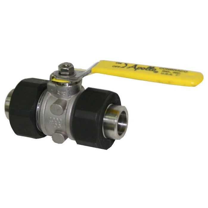 Ball Valve 1-1/4" 316 Stainless Steel Socketweld Double Union End Standard Port Max Pressure 1500 PSIG CWP non-shock,150 PSIG Saturated Steam