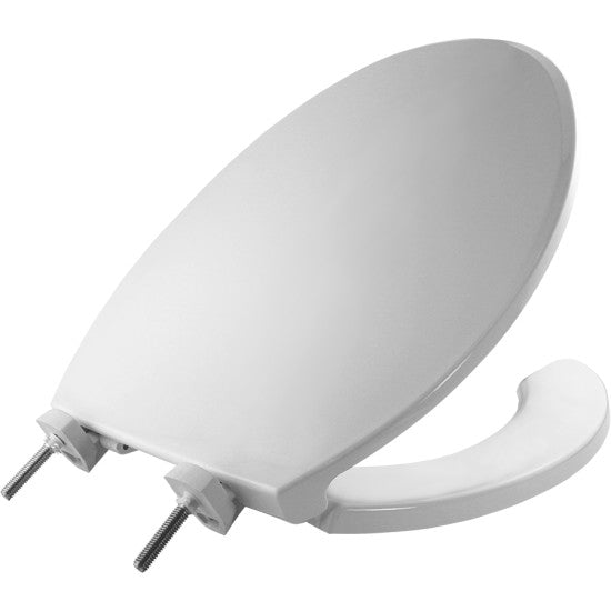 Elongated Plastic Open Front Toilet Seat w/Cover in White
